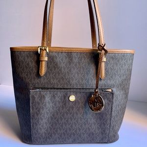 Michael Kors Front Snap Pocket Brown Tote